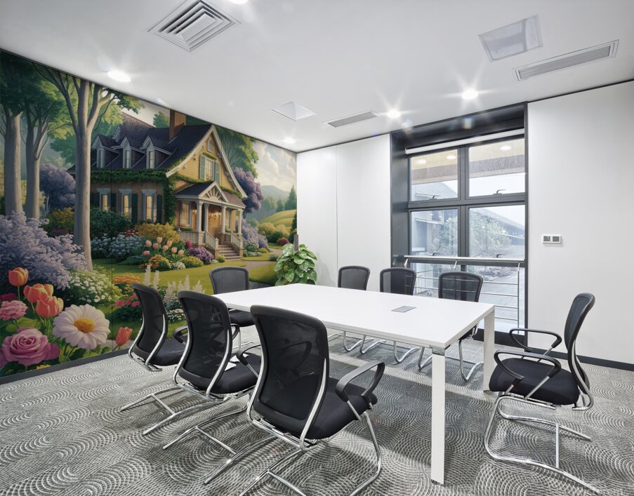 Blossoming Haven: A Picturesque Countryside Retreat Wall Printing