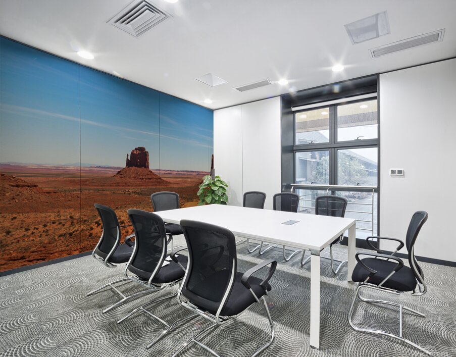 Monument valley landscape Utah USA. The west and east Mitten Merrick Butte .  Wall Printing