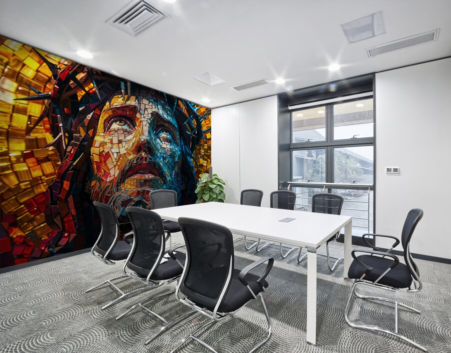 Vibrant mosaic of a bearded man Wall Printing