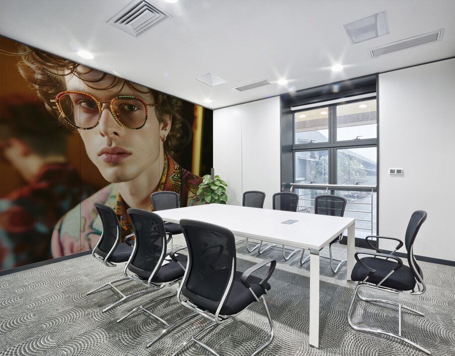 A cool MAN 90s model wearing rectangular glasse 7 Wall Printing