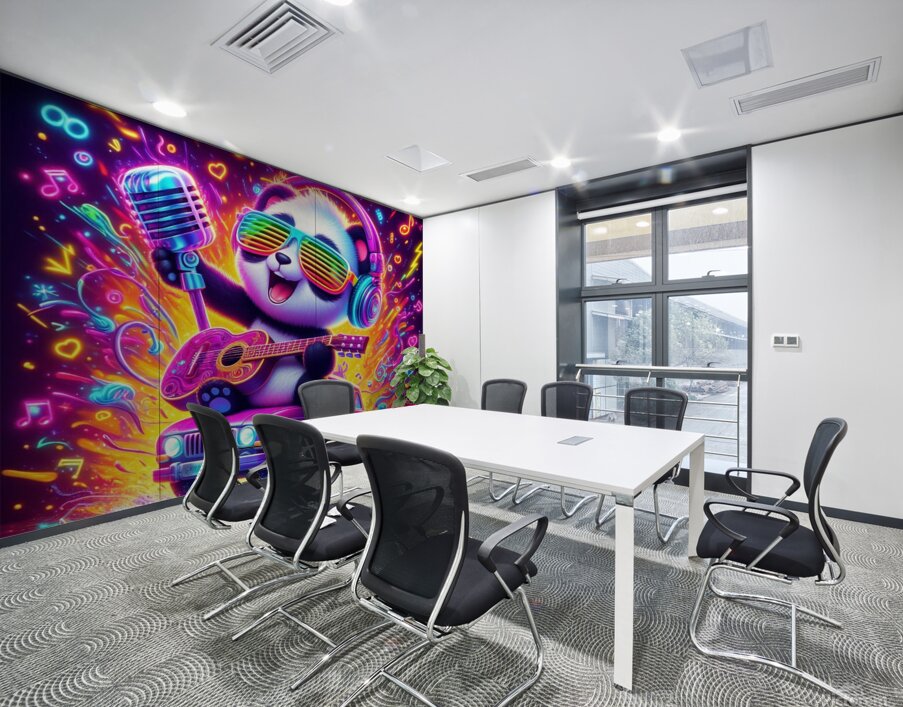 Cute Panda Vibes - Riffs and Hues Symphony. Wall Printing