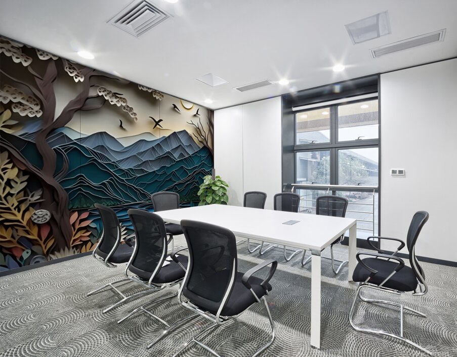  paper cut of a landscape with trees and flowers Wall Printing
