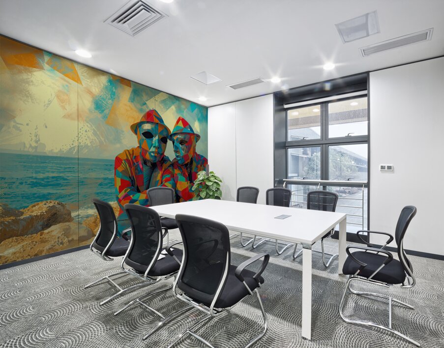 Geometric Bliss by the Sea - Arte de Pared Art Deco en Acrilico by Design Delight Wall Printing