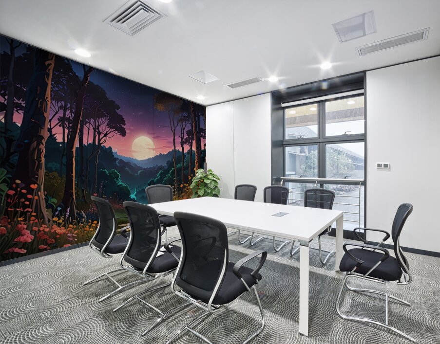 A forest full of vibrant flowers and lush greenery Wall Printing