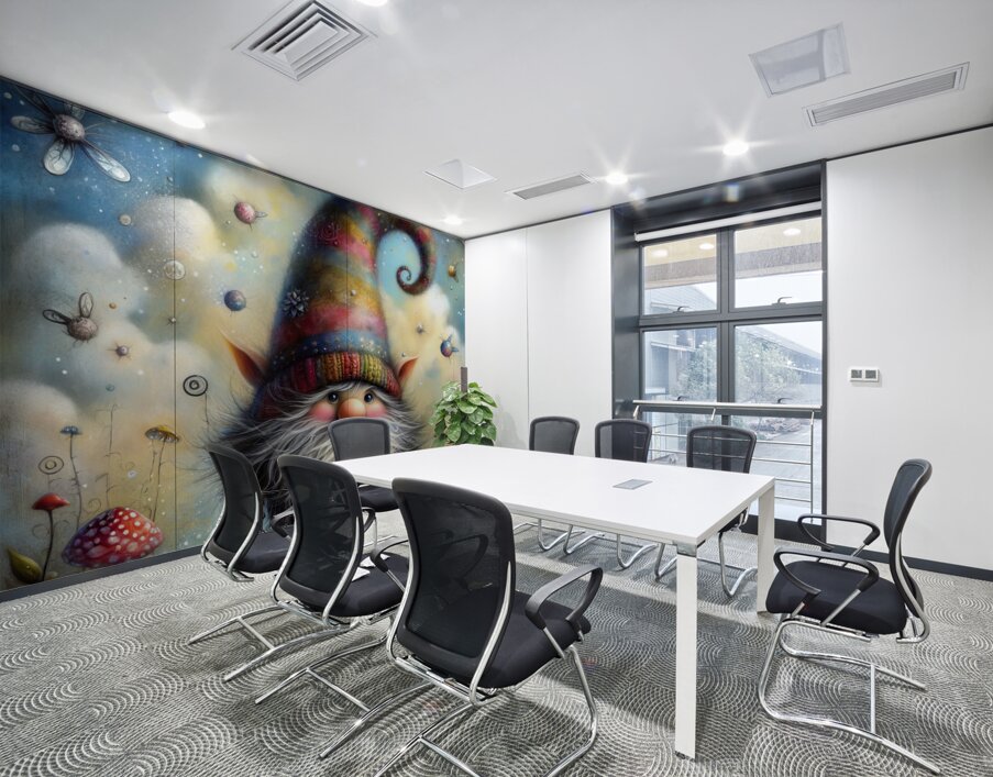 399 Mixed media painting of a whimsical nome Wall Printing