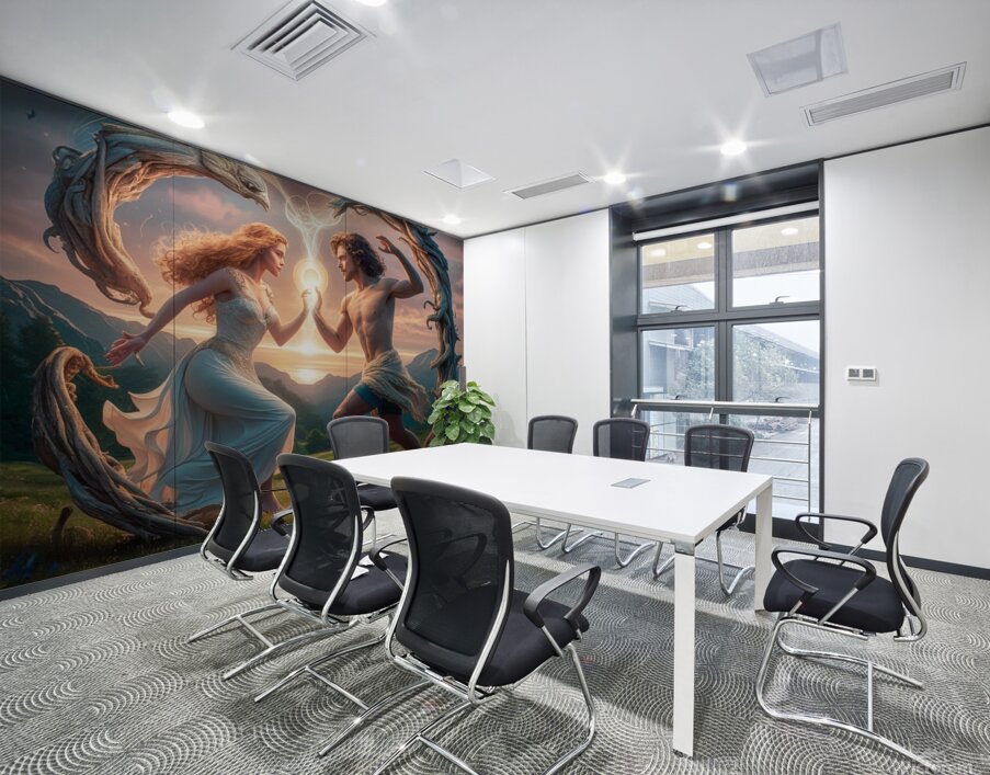 Une femme d Une beaute irreelle rencontre un homme au charme mysterieux  Wall Printing