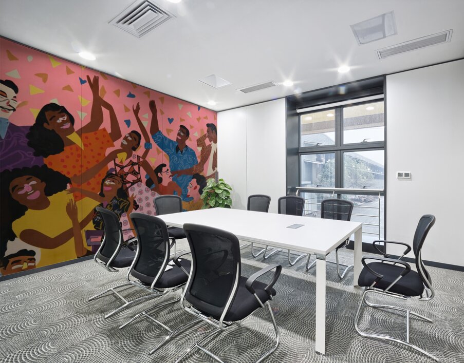 A vibrant joyful image of a group of people dancing and celebrating together Wall Printing