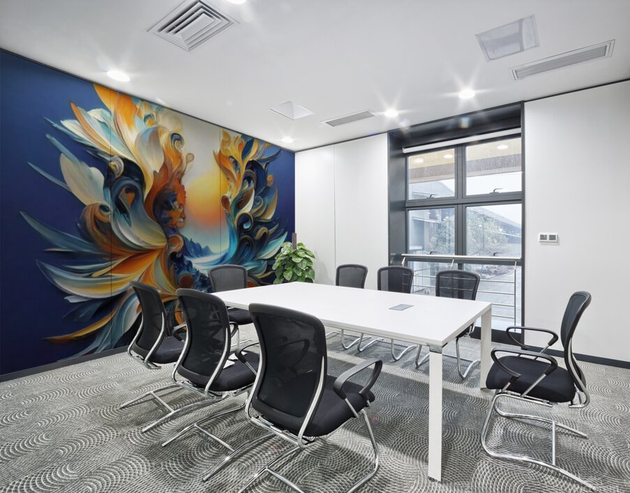 An ultra-realistic photographic image of a vibrant abstract floral composition Wall Printing