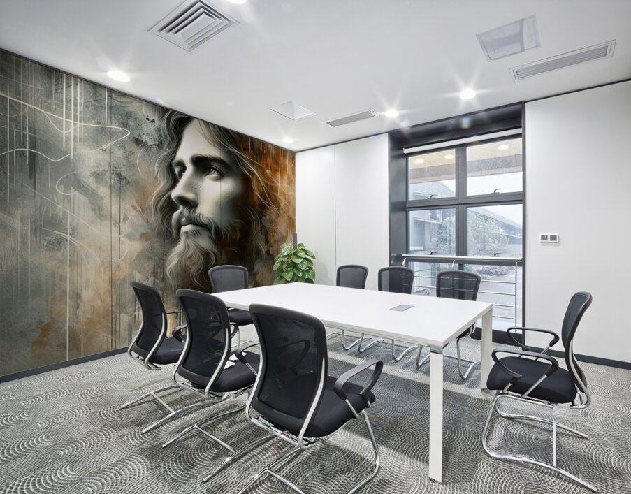 38 Portrait of Jesus Christ on abstract grunge ba Wall Printing