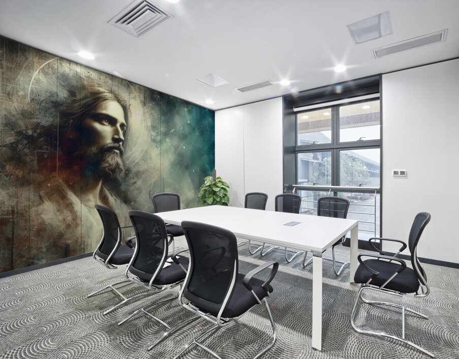 31 Portrait of Jesus Christ on abstract grunge ba Wall Printing