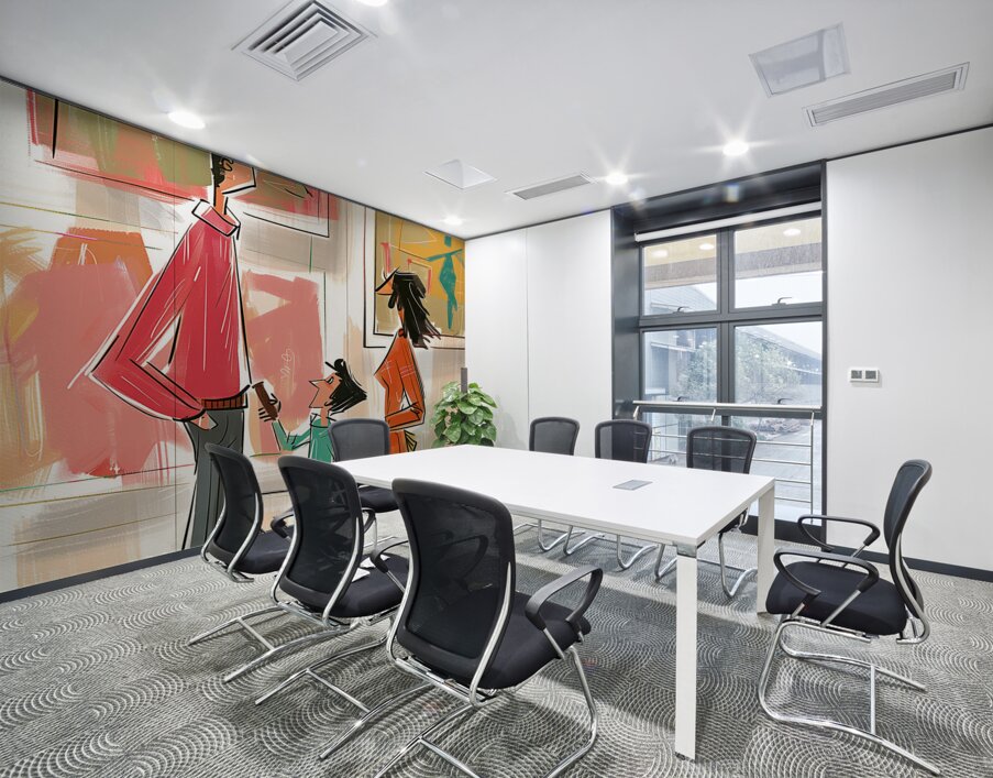 a family is visiting art museum in style of All c Wall Printing