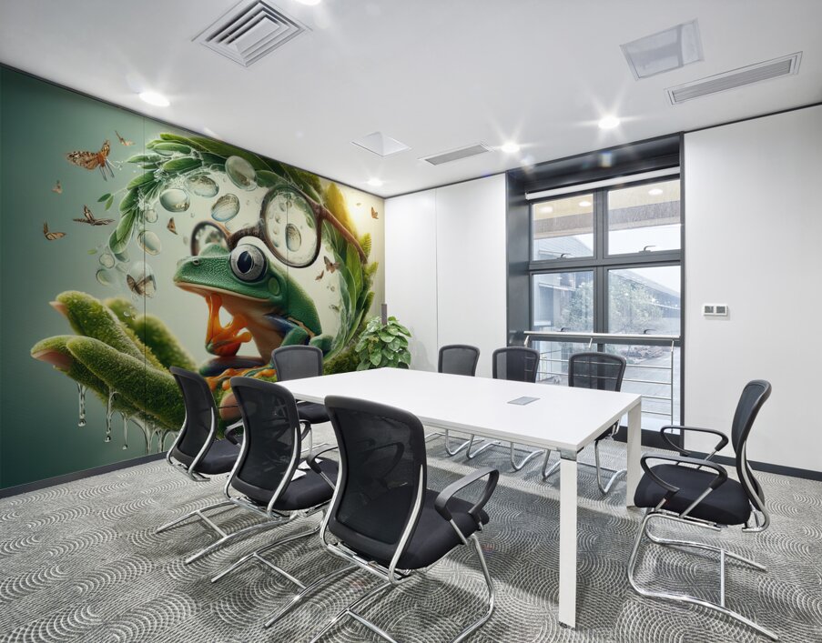 119 Creative natural background with a green frog Wall Printing