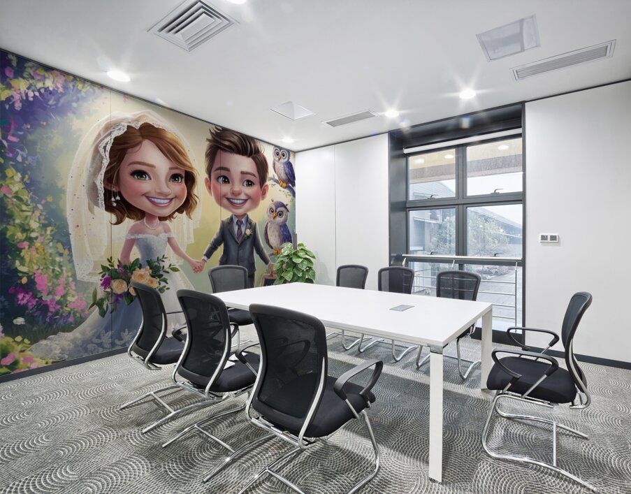 a whimsical and charming illustration of a young Wall Printing