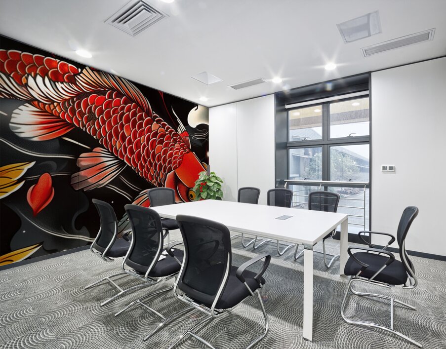 Traditional japanese koi fish illustration Wall Printing