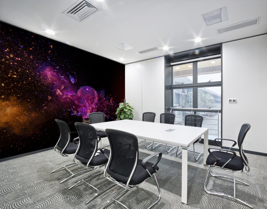 Exploding light bulb concept on dark background Wall Printing