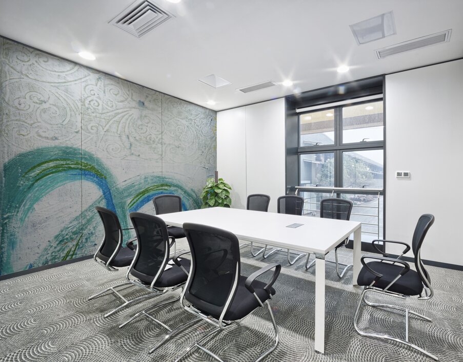 Abstract White and Blue 4 Wall Printing