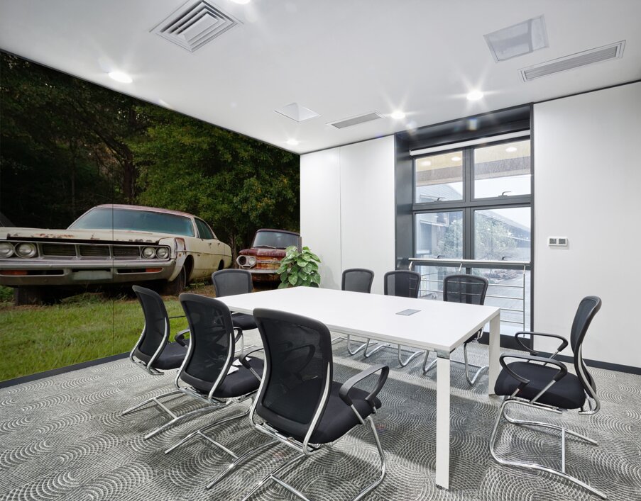 Old Cars in a Field Wall Printing