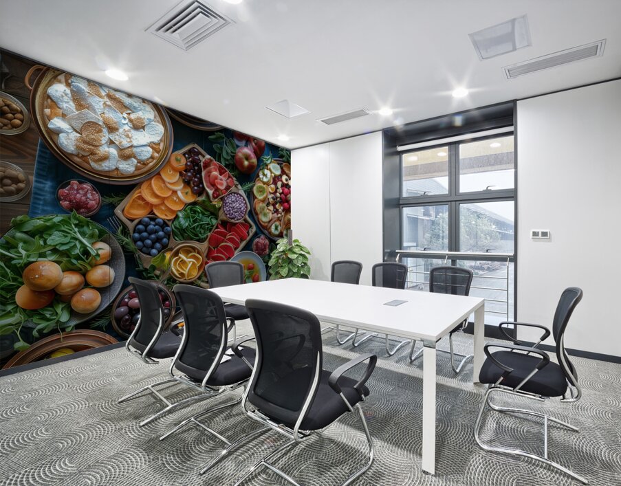 a top view of colorful table set with many diff 5 Wall Printing