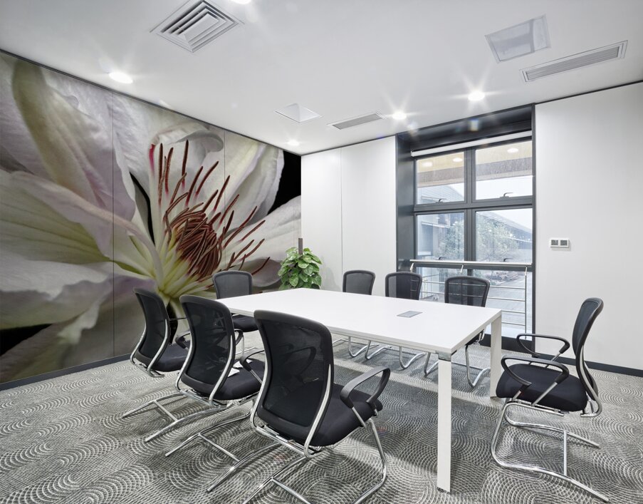 Hints Of Purple And Green Clematis Wall Printing