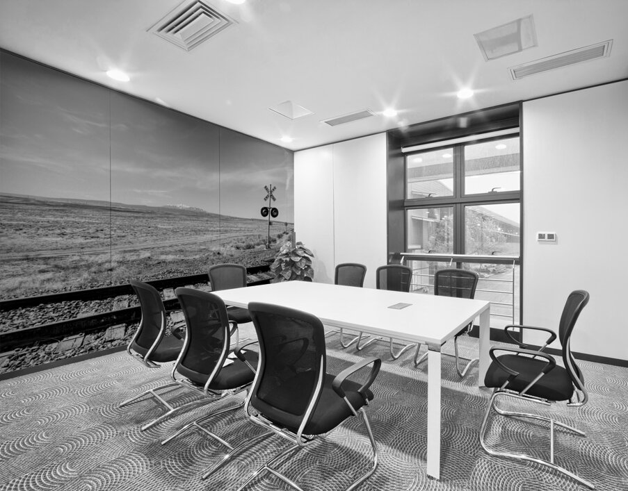 Utah Railroad And Mountains Grayscale Wall Printing