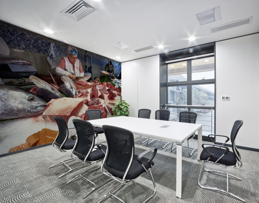 Barcelona. Catalonia. Spain. The Mercat de Sant Josep de la Boqueria. Tuna fish at fishmonger stall Wall Printing