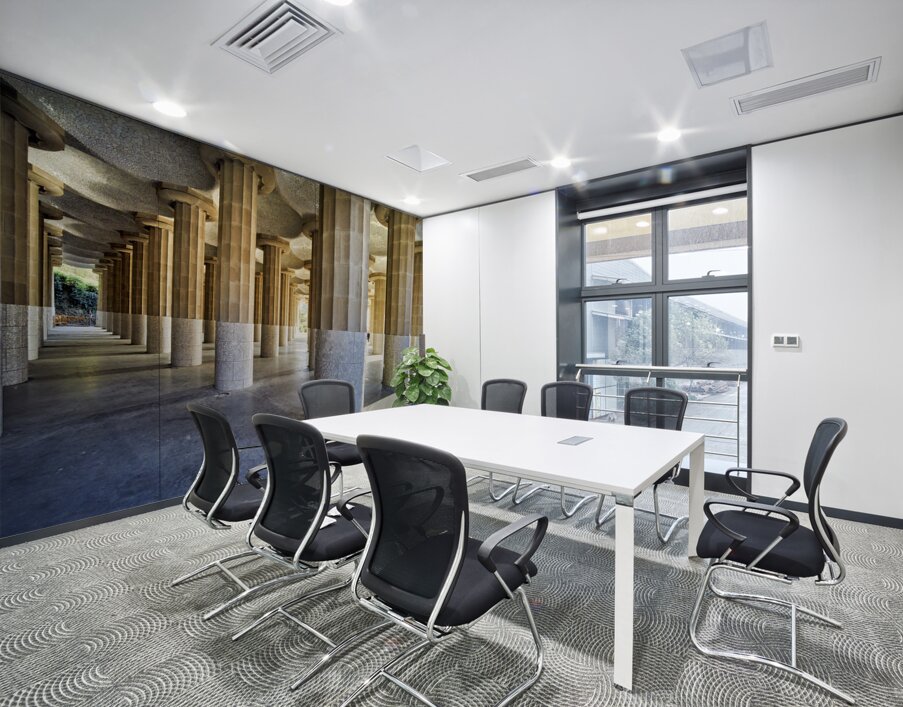 Barcelona. Catalonia. Spain. Columns and Domes of Hypostyle Room in Park Guell Wall Printing