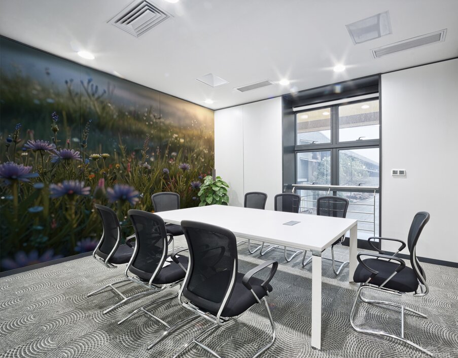 Morning Dew on a Meadow of Flowers amazing serene landscape Wall Printing