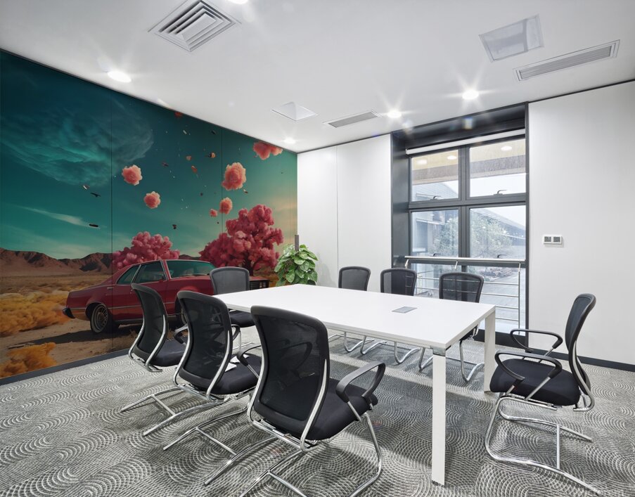 A luxury car in the pink wilderness Wall Printing