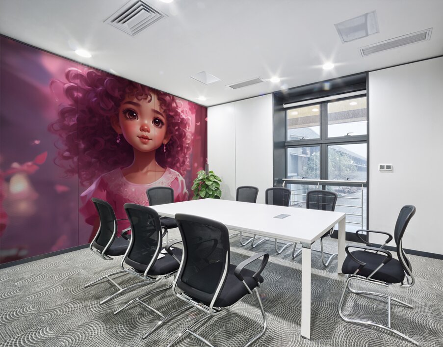 A beautiful Little girl in pink dress Wall Printing