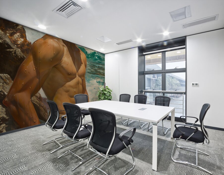 adolescent latino boy at the beach waves in the d Wall Printing