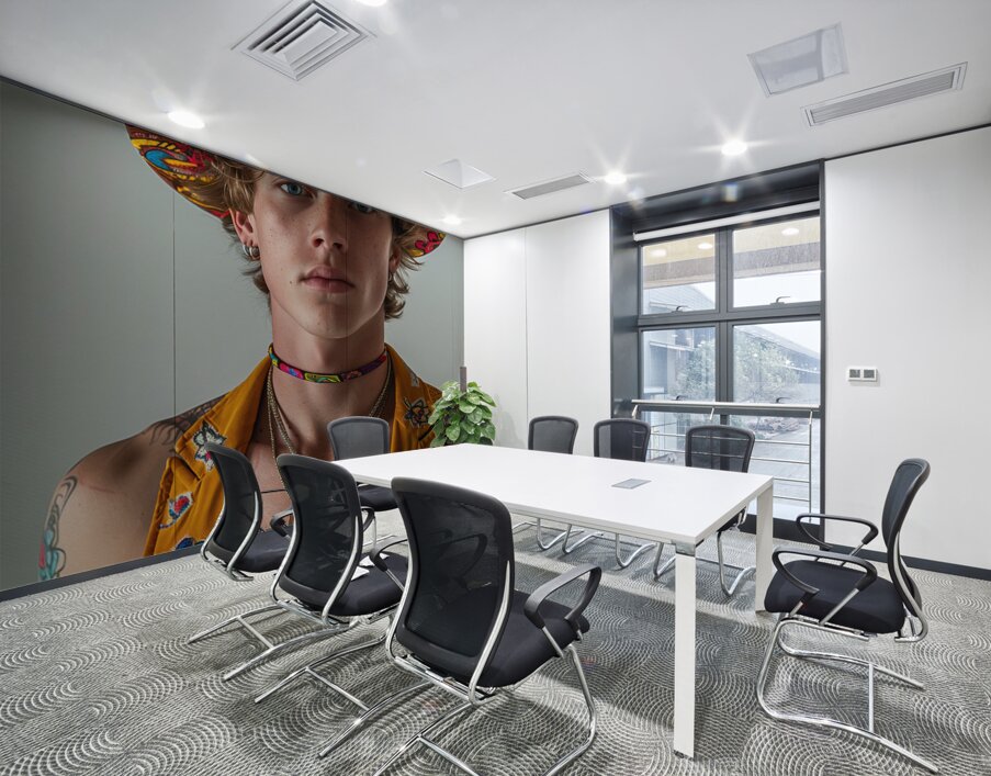a young man in his early 20s blond hair blue ey a Wall Printing