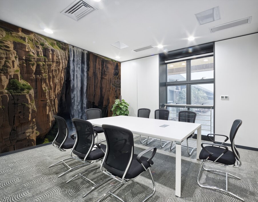 Aerial view of the earths canyon with a huge wa b Wall Printing