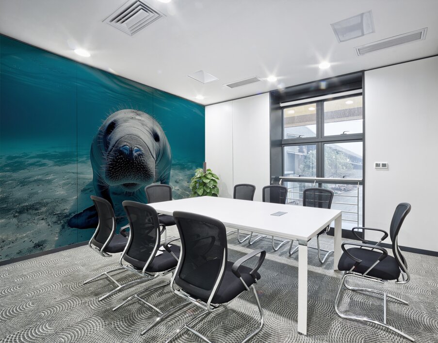 all blue environment A realistic photo g in the 8 Wall Printing