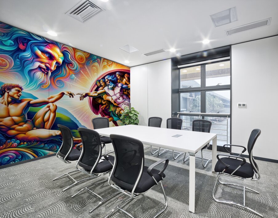 AI art Michelangelo inspired The Creation of Adam Wall Printing