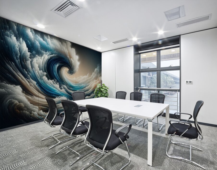 Abstract Ocean Waves Wall Printing