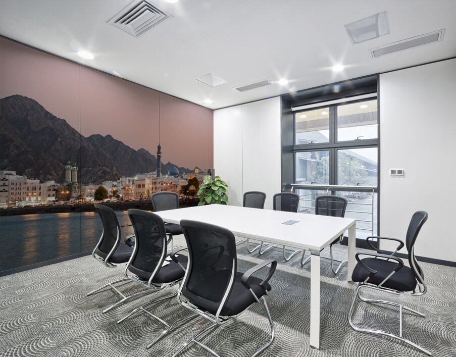 Oman. Muscat. Cityscape at sunset Wall Printing