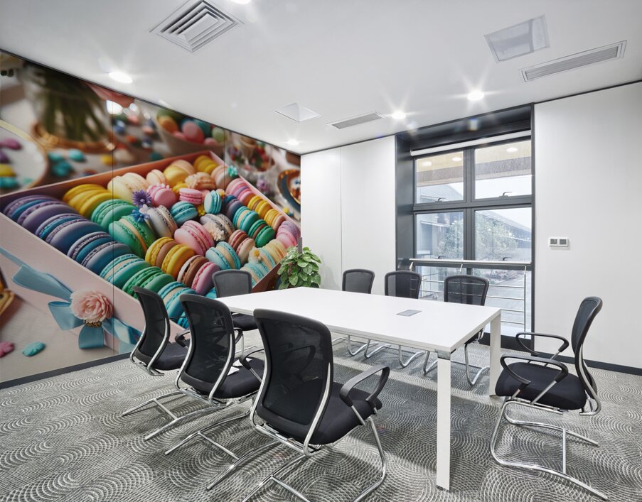 71 Assorted Colored Macaroons in Box Wall Printing