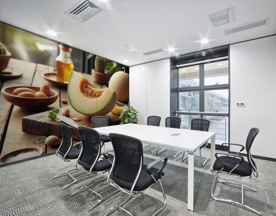 177 Fresh of whole and sliced orange melon or can Wall Printing