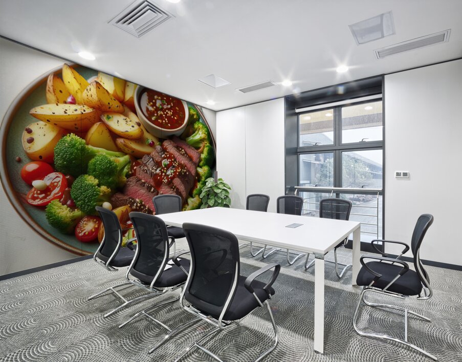 150 A plate of beef and broccoli potatoes with sa Wall Printing