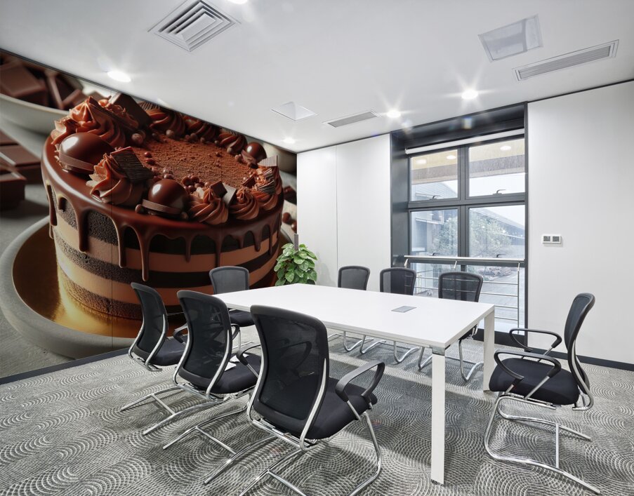 233 Chocolate cake with red berries and fruitscho Wall Printing