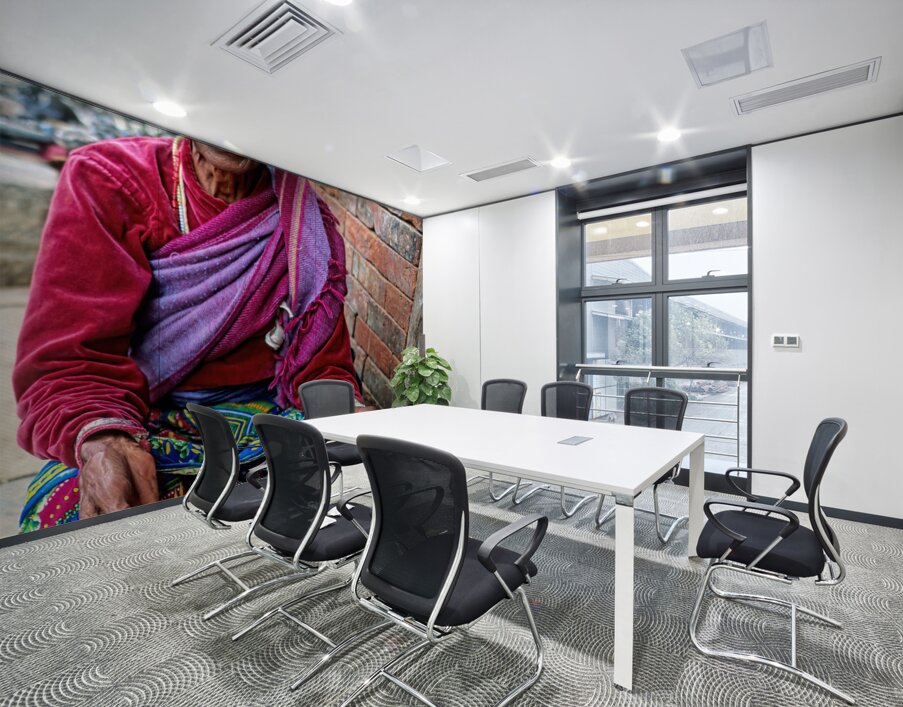 Nepal. Kathmandu. Old woman selling jewels Wall Printing