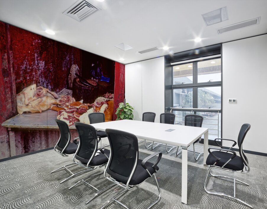 Nepal. Kathmandu. Butrcher Wall Printing