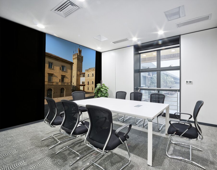 Arezzo Tuscany Italy. Framed view of Palazzo dei Priori Communal Palace Wall Printing