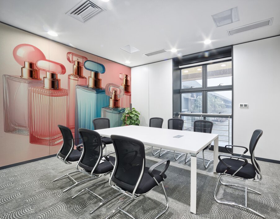 278 Five Pink and Blue Perfume Bottles Perfectly Wall Printing