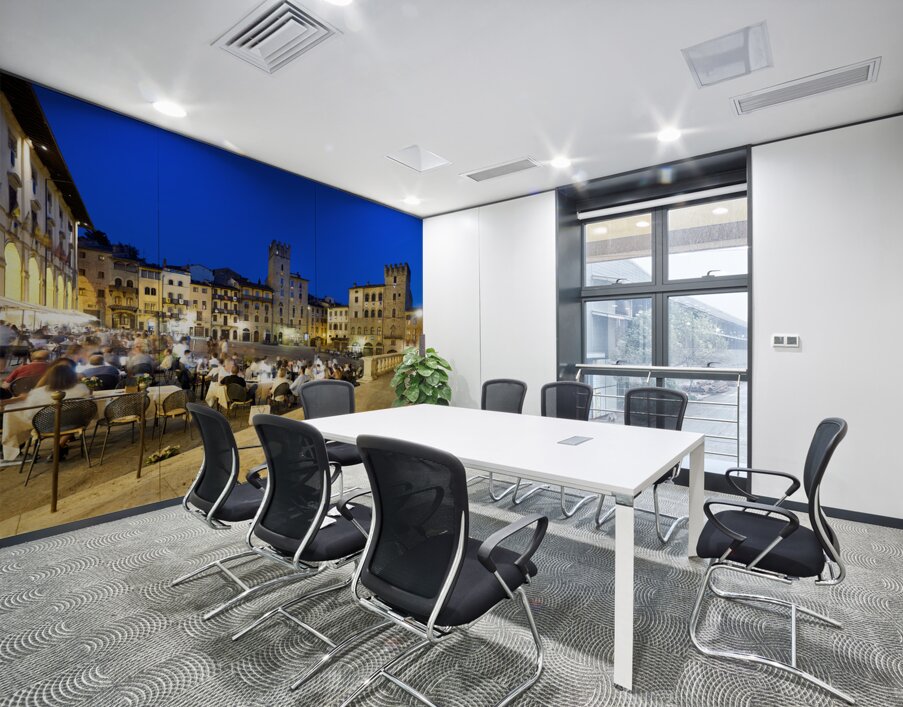 Arezzo Tuscany Italy. Piazza Grande at sunset Wall Printing