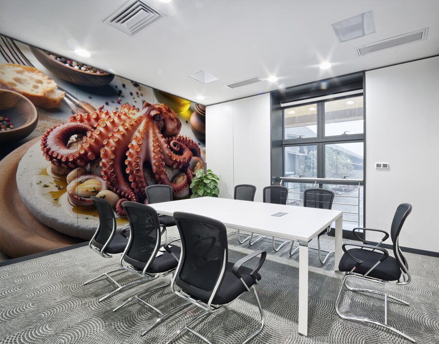 314 octopus cooked on white rock roasted octopus Wall Printing