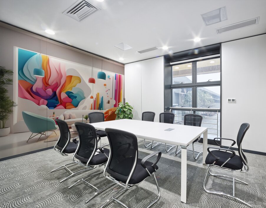 A modern reception room at a company headquarters 7 Wall Printing