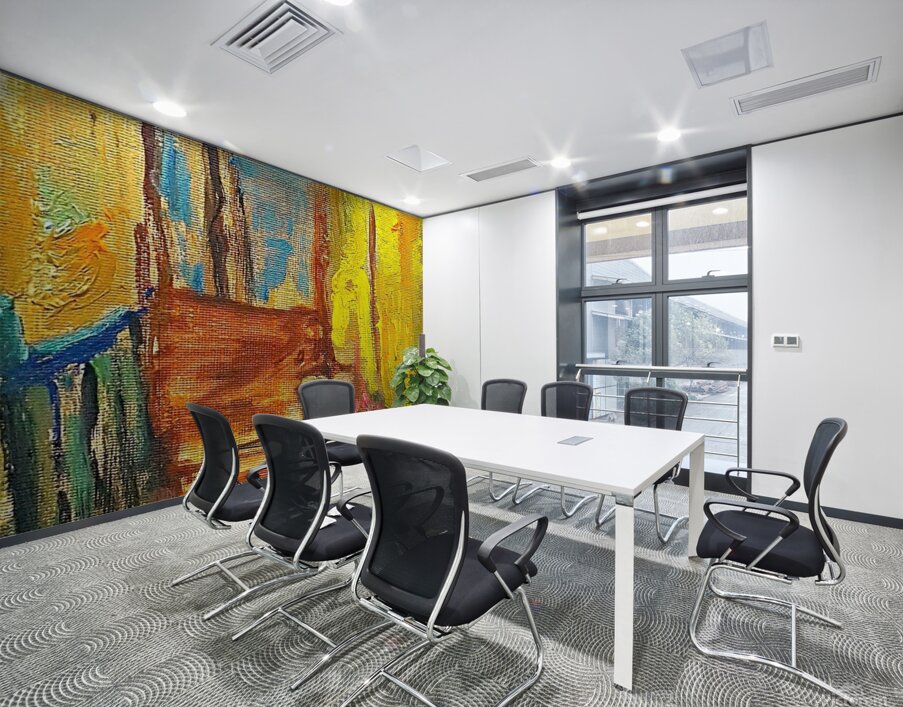 House and water container. Wall Printing