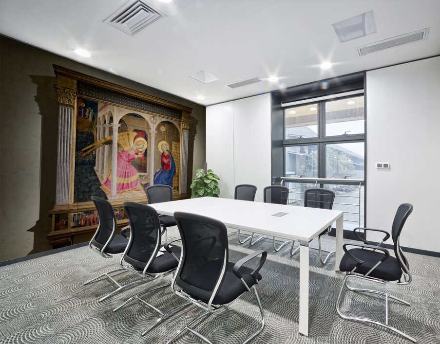 Cortona Arezzo Tuscany Italy. The Annunciation of Cortona is a panel-painting altarpiece or retable by Beato Angelico Wall Printing