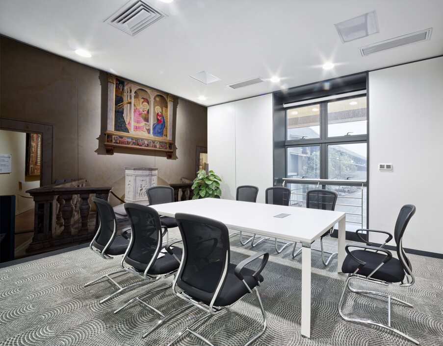 Cortona Arezzo Tuscany Italy. The Annunciation of Cortona is a panel-painting altarpiece or retable by Beato Angelico Wall Printing